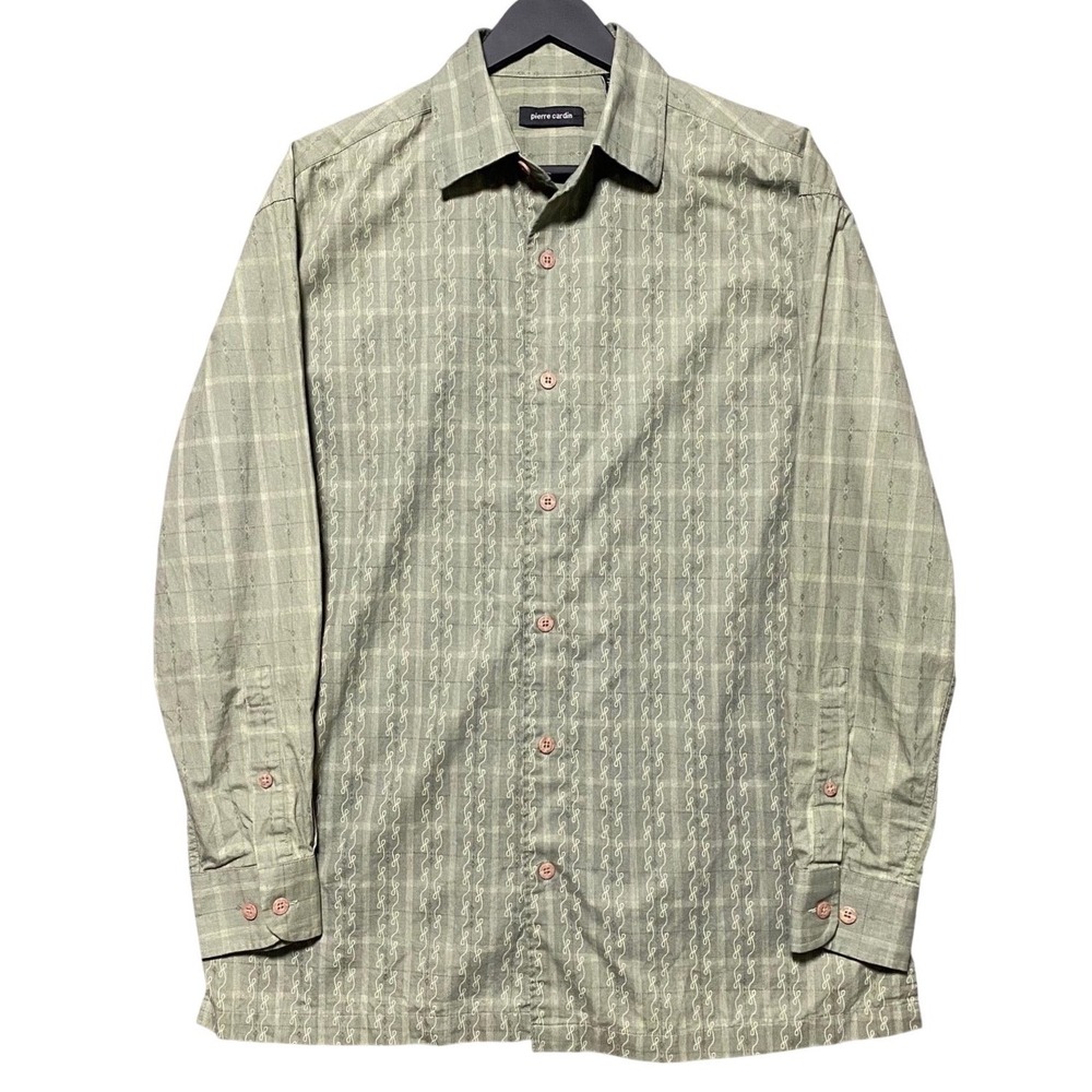 VTG Pierre Cardin Button Down Shacket Mens M Gray‎ Plaid Korea